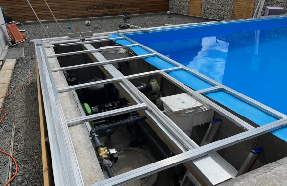 Pool Terrasse Umrandung auf Aluminium Unterkonstruktion