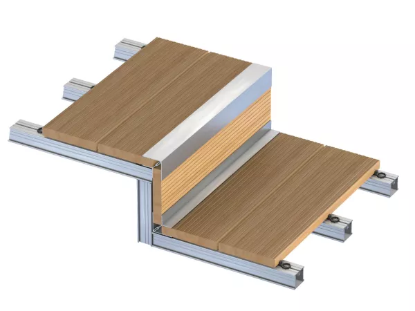 Aluminium-Treppe / Treppenkonstruktion mit Holz-Belag