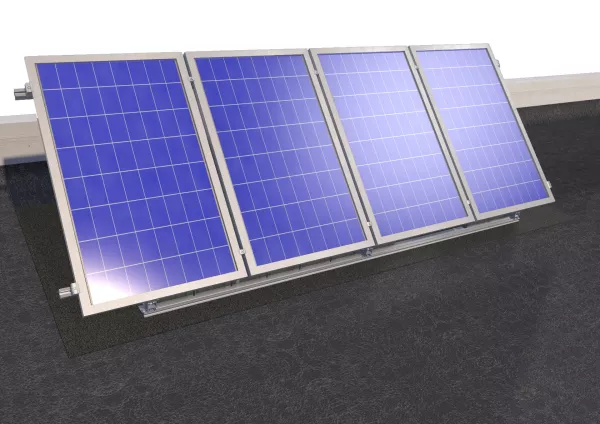 Ballastoptimiertes Flachdachsystem Beispiel Konfiguration mit Solar Panelen
