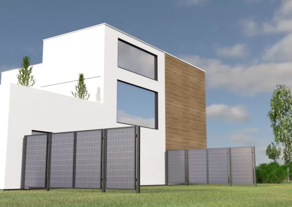 Solarzaun Darstellung mit Haus