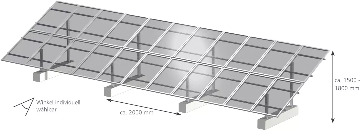 Solar Beispiel große PV Anlage Aufständerung Aluminium